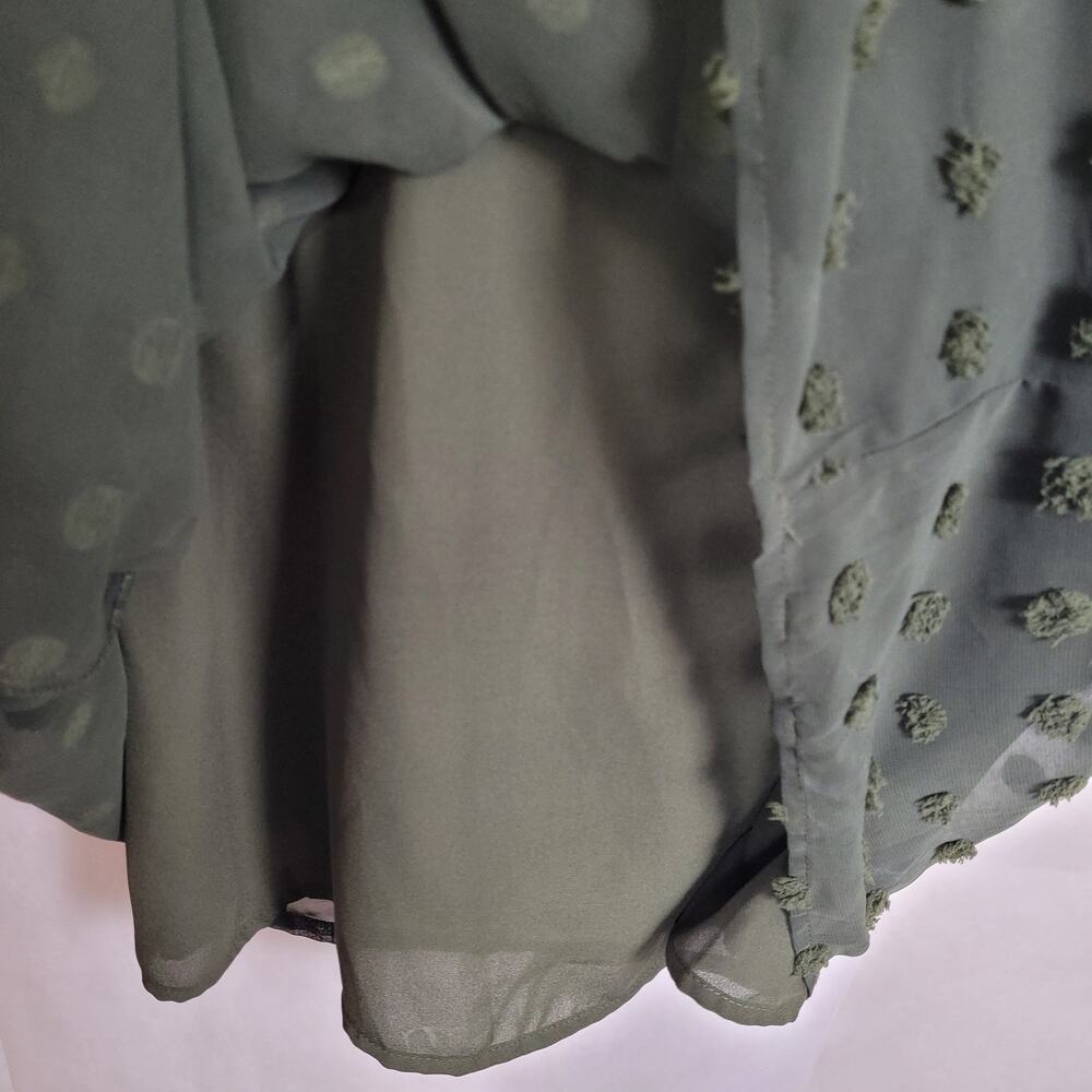 Miholl green swiss dot long sleeved babydoll dress size XL Y2K coquette romantic - Picture 5 of 8